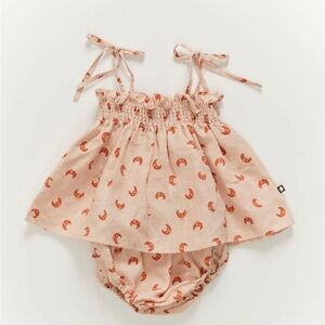 Oeuf smocked pink croissant set. Good, used condition